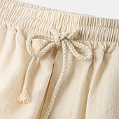 baratos Clássico-Homens Calção Shorts de linho Shorts de verão Com Cordão Cintura elástica Tecido Conforto Curto Casual Diário Feriado Misto de Algodão e Linho Moda Estilo Clássico Preto Branco