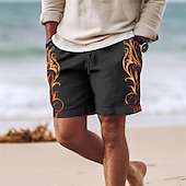 economico Stampa Geometrica-Per uomo Fiamma Costumi da bagno Pantaloncini da mare Pantaloncini da Surf Misura del girovita medio Hawaiano Casual Ferie Spiaggia Coulisse con fodera in rete Elastico in vita progettista