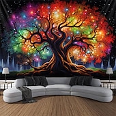 billige boho billedvev-blacklight billedvev uv reaktiv glød i det mørke livets tre trippy tåkete natur landskap hengende billedvev veggkunst veggmaleri for stue soverom