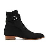 billige Dress Boots-Herre jodhpur-støvletter i semsket skinn med spenne – klassiske ankelstøvletter for jobb, formelle arrangementer og elegant fritidsklær