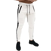 cheap Men&#039;s Active Pants-Men&#039;s Trousers Track Pants Jogging Pants Outdoor Athleisure Daily Sports Soft Comfortable Pocket Drawstring Elastic Waist Color Block Full Length Fashion Casual Activewear Wine Red Black Micro-elastic