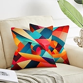 Недорогие геометрический стиль-1 штук Лён Наволочка, Геометрический принт Современное Удобная обувь Квадратный традиционный классический