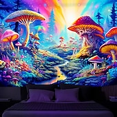 billiga Blacklight tapestries-blacklight gobeläng uv reaktiv glöd i mörkret glöd fest neon svamp väg landskap psykedelisk trippy dimmigt hängande gobeläng väggkonst väggmålning för att leva