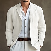 cheap Men&#039;s Blazers-Men&#039;s Graduation Blazer Formal Evening Wedding Party Party &amp; Evening Pocket Fashion Casual Spring &amp;  Fall Polyester Plain Pocket Casual / Daily Single Breasted Blazer Black White Blue khaki