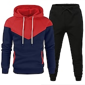cheap Basic Tracksuits-Men's Tracksuit Gym Shirt GYM Pants Workout Outfits Hooded Sports &amp; Outdoor Daily Holiday Quick Dry Soft Color Block Black White Yellow Polyester Activewear Streetwear Sport Fall &amp; Winter