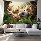 abordables Tapices de vacaciones-Tapiz Colgante Arte de Pared Gran Tapiz Conejo Animal Mural Decoración Fotográfica Fondo Manta Cortina Decoración para el Hogar Dormitorio Sala de Estar