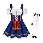 preiswerte Dirndl-Oktoberfest Dirndl Trachtenkleider Strumpf Oktoberfest / Bier Bayerisch Bayerisch Wiesn Traditioneller Stil Wiesn Damen Stoff im traditionellen Stil Hemd Schürze Socken