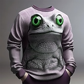 billiga 3D-tröjor för män-Herr Grafisk Groda Tröjor Pullover-tröja Långärmad Tröja Rund hals Mode Dagligen Ledigt 3D-tryck Semester Helgdag Utekväll Mönster Vår &amp; Höst