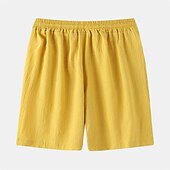 baratos Clássico-Homens Calção Shorts de linho Shorts de verão Com Cordão Cintura elástica Tecido Conforto Curto Casual Diário Feriado Misto de Algodão e Linho Moda Estilo Clássico Preto Branco