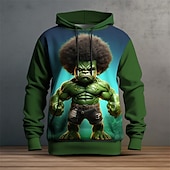 abordables Patrón 3D-Hombre Graphic Caricatura Sudadera Sudaderas Sudadera Manga Larga Sudadera con capucha Con Capucha Moda Impresión 3D Vacaciones Deporte Festivos Negro Azul Marino Estampado Bolsillo delantero