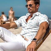 abordables Impression océan-Homme Voilier Chemise Chemise hawaïenne Chemise Aloha Manche Courte Chemise Mode Hawaïen Extérieur Vacances Hawaïen Blanche Rose Claire Bleu S M L