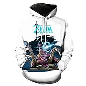 billige Tegneserie- og filmkaraktergrafikk-Legenden om Zelda Link Hattetrøje Animé 3D Lomme foran Graphic Til Par Herre Dame Voksne Karneval Maskerade 3D-utskrift Fest Fritid / hverdag