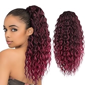 abordables Queue-de-cheval-Extension de queue de cheval cordon queue de cheval pour femmes noires synthétique longue queue de cheval bouclée extensions de cheveux clip en queue de cheval 20 pouces postiche