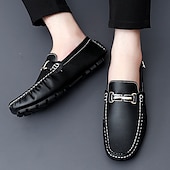 billige Slip-ons og loafers til herrer-lyseblå kjøreloafers for menn - uformelle slip-on mokkasiner med metallspennedetaljer, komfortable sko for kjøring og hverdagsbruk