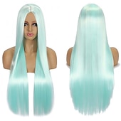 levne Párty paruky-Syntetická paruka Rovná střední část Strojně vyrobená paruka Dlouhá A1 A2 A3 A4 A5 Syntetické vlasy Ženské Cosplay Měkká párty blond růžová červená Halloween paruky