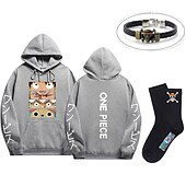 baratos T-shirts e moletons gráficos-conjunto com luffy zoro moletom oversized pu pulseira meias 3 peças roupas macaquinho de uma peça d. Luffy anime estampas gráficas impressão estilo harajuku para homens mulheres adultos unissex