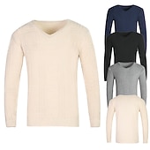 abordables Pull col rond-Homme Pull Pull en maille torsadée A côtes Tricoter Tricoté Plein Col V Garder au chaud Décontractées Usage quotidien Vacances Vêtement Tenue Automne hiver caramel Noir M L XL