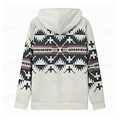 preiswerte Vintage Ethnische Hoodies-Herren Stammes Grafik-Drucke Hoodie Sweatshirt Kapuze Hoodies Pullover Kapuzenpullover mit Reißverschluss Langarm Sweatshirt mit Kapuze Mit Kapuze Sport 3D-Druck Festtage Urlaub Strassenmode Weiß Blau