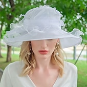 baratos Chapéus de Festa-Chapéus de seda gelo bowler/cloche chapéu de sol casual chá festa elegante simples romântico com emenda headpiece headwear