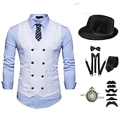 olcso Öltözetek-Retró Ordító 20-as évek 1920-as évek Felszerelések Öltönyök és blézerek A nagy Gatsby Úriember Jelmez Férfi Halloween Alkalmi / Napi Party / koktél Felnőttek Kalap Kötél Harisnyakötők Minden évszak