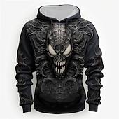 cheap Men&#039;s 3D Hoodies-Men&#039;s Graphic Monster Hoodie Hoodies Sweatshirt Hoodie Long Sleeve Hooded Sweatshirt Hooded Fashion 3D Print Sports Outdoor Holiday Vacation Black Grey Black Print Front Pocket Spring &amp;  Fall Designer