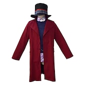 halpa Miesten puvut-Jali ja suklaatehdas Wonka Willy Wonka Päälystakki Cosplay-Asut Hatut Cosplay Elokuva-cosplay for Miesten Aikuisten Karnevaali Naamiaiset