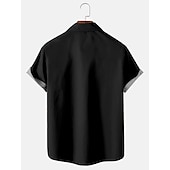 abordables Chemise de Bowling pour Hommes-Homme Lettre Chemise Chemise hawaïenne Chemise boutonnée Manche Courte Décontractées Usage quotidien Sortie Fin de semaine Automne Col rabattu Imprimer Bouton bas Noir Bleu Noir-Blanc Gris