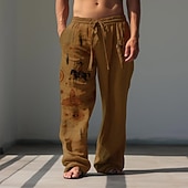 economico Pantaloni casual stampati da uomo-Per uomo Cowboy Pantaloni casual Pantaloni Pantaloni Larghi Misura del girovita medio Vintage All'aperto Abbigliamento casual alla moda Abbigliamento quotidiano Autunno &amp; Inverno Nero Bianco Verde