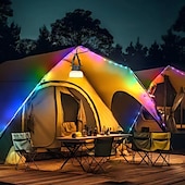 economico Striscie luci ad energia solare-lanterna da campeggio luci solari a stringa multifunzionali ricaricabili tenda da campeggio luce da esterno 16,4 piedi ip65 attrezzatura da campeggio impermeabile con emergenza ricaricabile per decorazioni natalizie, per la casa e per le feste