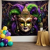 billige Ferievev-karneval maske hengende billedvev veggkunst stor billedvev veggmaleri dekor fotografi bakteppe teppe gardin hjem soverom stue dekorasjon