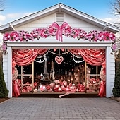 ieftine Bannere pentru garaj și ușă-Decoratiuni de nuntă Exterioare Acoperire Ușă Garaj Banner Paris Data Mare Fundal Decorare pentru Ușa Garaj Acasă Decoratiuni perete Eveniment Petrecere Paradă