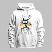 abordables sudaderas con capucha 3d para hombre-Hombre Graphic Gato Sudadera Sudaderas Sudadera Manga Larga Sudadera con capucha Con Capucha Moda Impresión 3D Deporte Festivos Vacaciones Blanco Azul Piscina Estampado Bolsillo delantero Primavera
