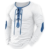 economico T-shirt in maglia a coste-Per uomo Maglietta Maglietta a Maglia a Coste Camicia a Maniche Lunghe Manica Lunga Colletto Primavera &amp; Autunno Blocco di colori Moda Designer Essenziale Patchwork Coulisse Vacanza Streetwear Uscire