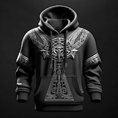 cheap Men&#039;s 3D Hoodies-Men&#039;s Graphic Viking Hoodie Hoodies Sweatshirt Hoodie Long Sleeve Hooded Sweatshirt Hooded Fashion 3D Print Sports Outdoor Holiday Vacation Blue Green Print Front Pocket Spring &amp;  Fall Designer