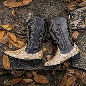 levne Cowboy &amp; Western Boots-Pánské Boty Kovbojské boty Denní nošení Rande PU Stříbrná Zlatá Podzim Zima