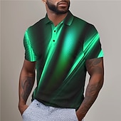abordables Polo géométrique pour homme-Homme Graphique Polo Chemise de golf Manche Courte Polos Chemises à Col Occasionnel Vêtements de vacances Vêtements de rave Tenues de fête Boutons Impression 3D Printemps &amp; Été Jaune Rouge Bleu