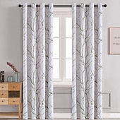 baratos Cortinas &amp; Cortinados-Cortina blackout com estampa de folhas, 1 painel com isolamento térmico e escurecimento para quarto e sala de estar