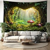 billige landskapsteppe-trippy sopp hule hengende billedvev veggkunst stor billedvev veggmaleri dekor fotografi bakteppe teppe gardin hjem soverom stue dekorasjon