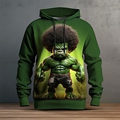 abordables Patrón 3D-Hombre Graphic Caricatura Sudadera Sudaderas Sudadera Manga Larga Sudadera con capucha Con Capucha Moda Impresión 3D Vacaciones Deporte Festivos Negro Azul Marino Estampado Bolsillo delantero