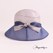 cheap Party Hats-Hats Ice Silk Bucket Hat Floppy Hat Sun Hat Wedding Tea Party Elegant Wedding With Bowknot Splicing Headpiece Headwear