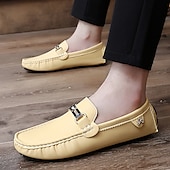 billige Slip-ons og loafers til herrer-lyseblå kjøreloafers for menn - uformelle slip-on mokkasiner med metallspennedetaljer, komfortable sko for kjøring og hverdagsbruk