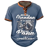 abordables Palabras divertidas-camisas de padre gráfico mano moda retro vintage hombres impresión 3d camiseta henley camisa papa camiseta deportes al aire libre vacaciones salir camiseta azul ejército verde oscuro manga corta