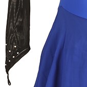 voordelige Schaatsjurken-Kunstschaatsjurk Dames Voor meisjes Schaatsen Jurken Marine Blauw Lapwerk Open achterkant Netstof Spandex Hoge Elasticiteit Opleiding Wedstrijd Kunstschaatskleding Klassiek Lange mouw Schaatsen