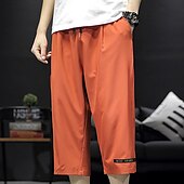 baratos Calções Estilo Casual-Homens Shorts ativos Calção Shorts casuais Calças Capri Bolsos Com Cordão Cintura elástica Tecido Conforto Comprimento da panturrilha Ao ar livre Diário Feriado Misto de Algodão Roupa de rua à moda