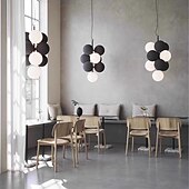 cheap Island Lights-Artistic Style Velvet FabricPVC Simple Found Ball Molecular Pendant Lamp Bedroom Bedside Restaurant Pendant Lamp Creative Molecular Round Ball Pendant Lamp