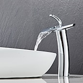 cheap Bathroom Sink Faucets-Bathroom Sink Faucet - Waterfall Chrome / Nickel Brushed / Electroplated Centerset Single Handle One HoleBath Taps