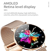 رخيصةأون ساعات ذكية-ساعة ذكية رقيقة جداً للنساء AMOLED شاشة HD 360*360 عرض دائم تذكير بالمكالمات ساعة ذكية مقاومة للماء ساعات رياضية