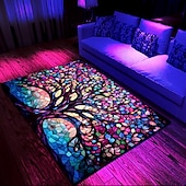 billiga Svartljus Mattor-blacklight matta uv-reaktiv glöd i mörkret område matta köksmatta halkfri oljesäker tree of life boho golvmatta vardagsrum matta inomhus utomhusmatta sovrum dekor badrumsmatta entrématta dörrmatta