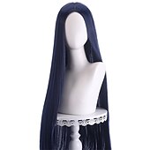 abordables Perruques d&amp;#39;anime-perruque synthétique droite partie médiane perruque faite à la machine longue a1 a2 a3 a4 a5 cheveux synthétiques femmes cosplay doux fête rose rouge noir perruques de carnaval