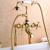 billige Badekraner-Badekarskran - Moderne Moderne galvanisert Romersk kar Keramisk Ventil Bath Shower Mixer Taps